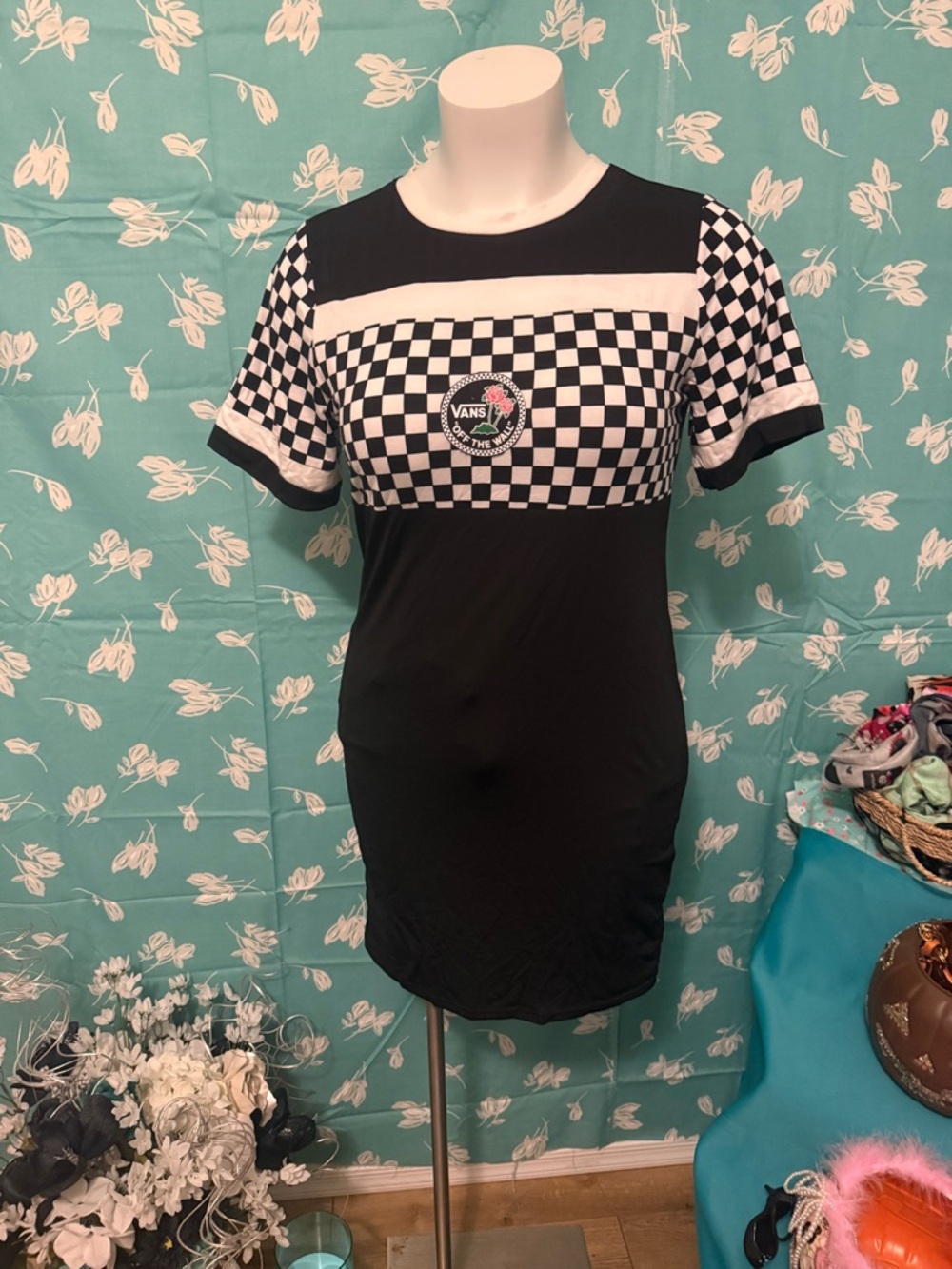 Vans Black and White Checkerboard T-Shirt Dress